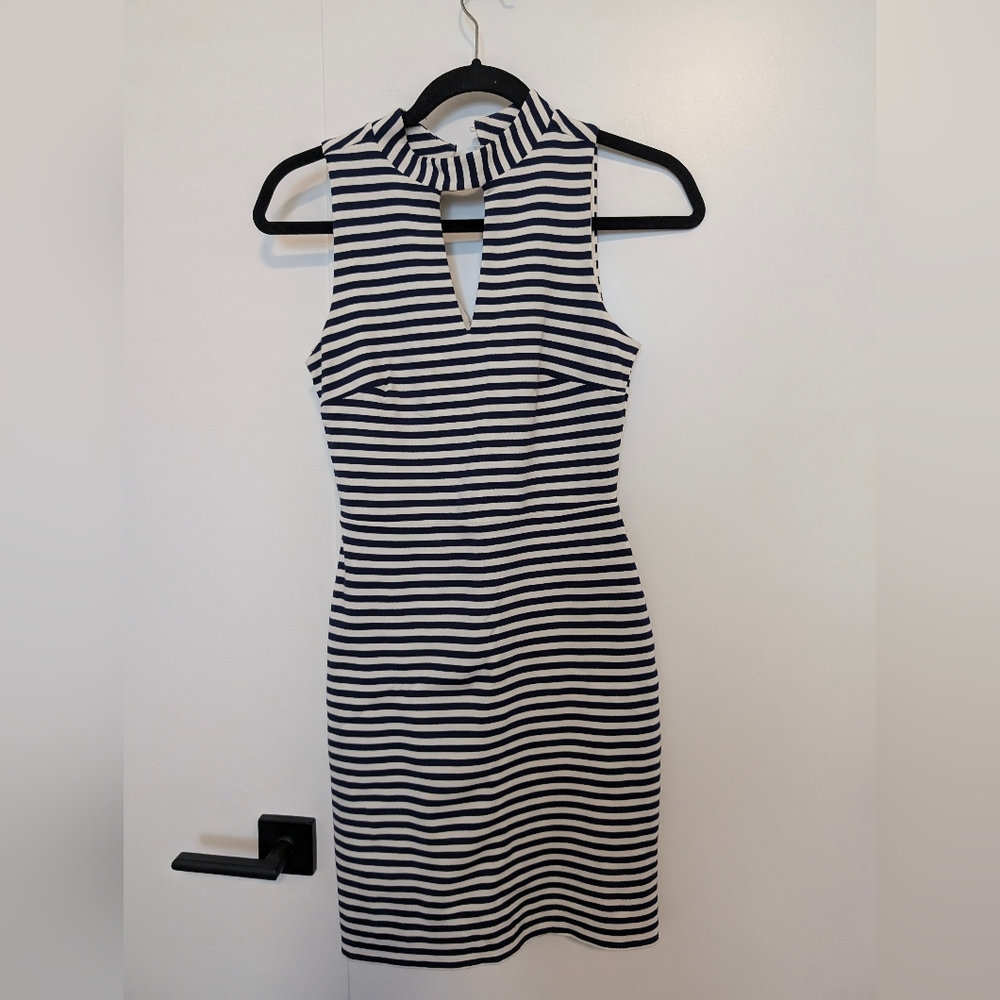 Ever New Bodycon Halter Navy Stripe Dress